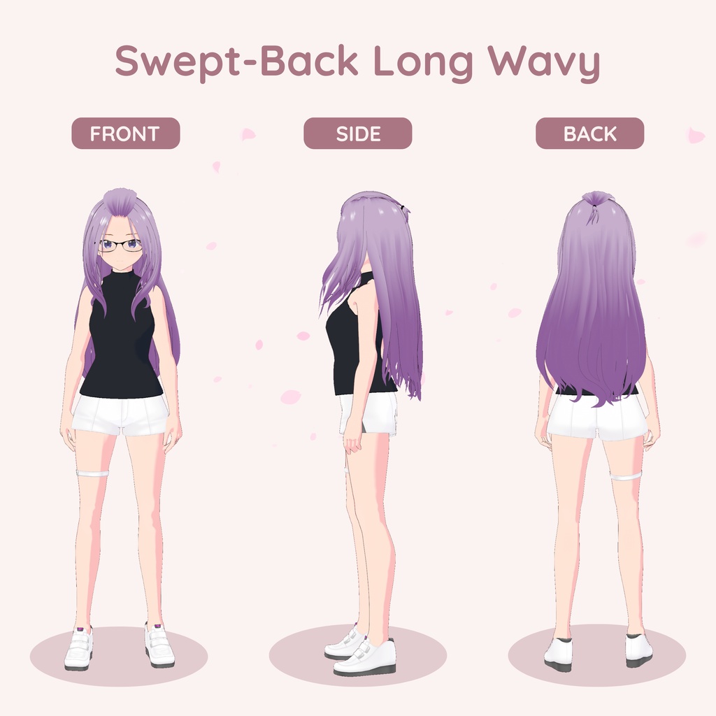 【VRoid】 Swept-Back Long Wavy Women's Hair Preset Vol. 9