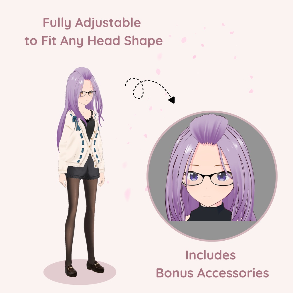 【VRoid】 Swept-Back Long Wavy Women's Hair Preset Vol. 9