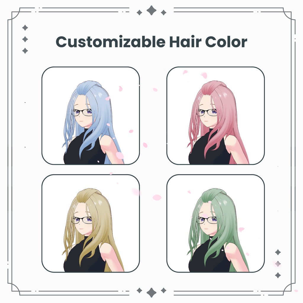 【VRoid】デコ出しウェーブロング(お姉さん感) +特典アクセ / Swept-Back Wavy Long Hair (Onee-san Vibe) +Bonus Accessories