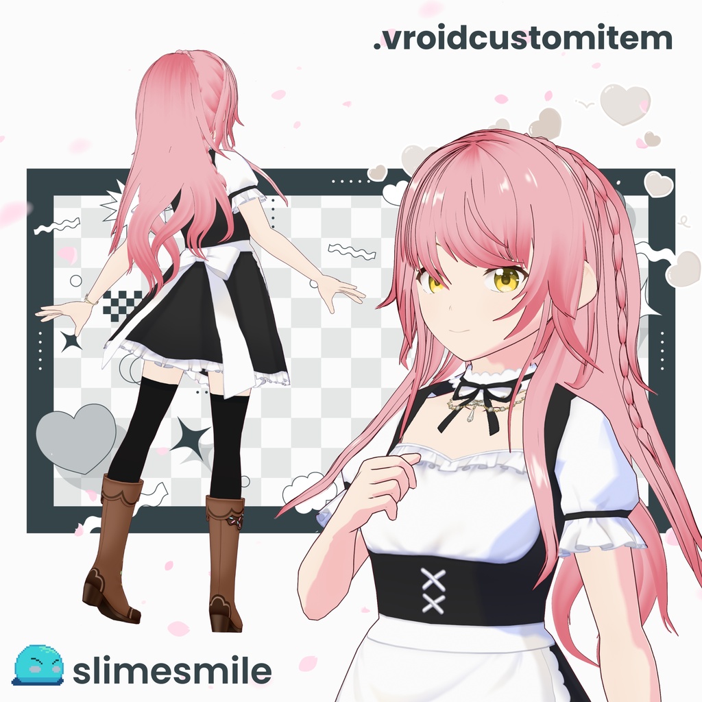 【VRoid】ソフトウェーブポニーテール [横髪] ヘアプリセット / Soft Wavy Ponytail with Side Hair Yokogami Hair Preset