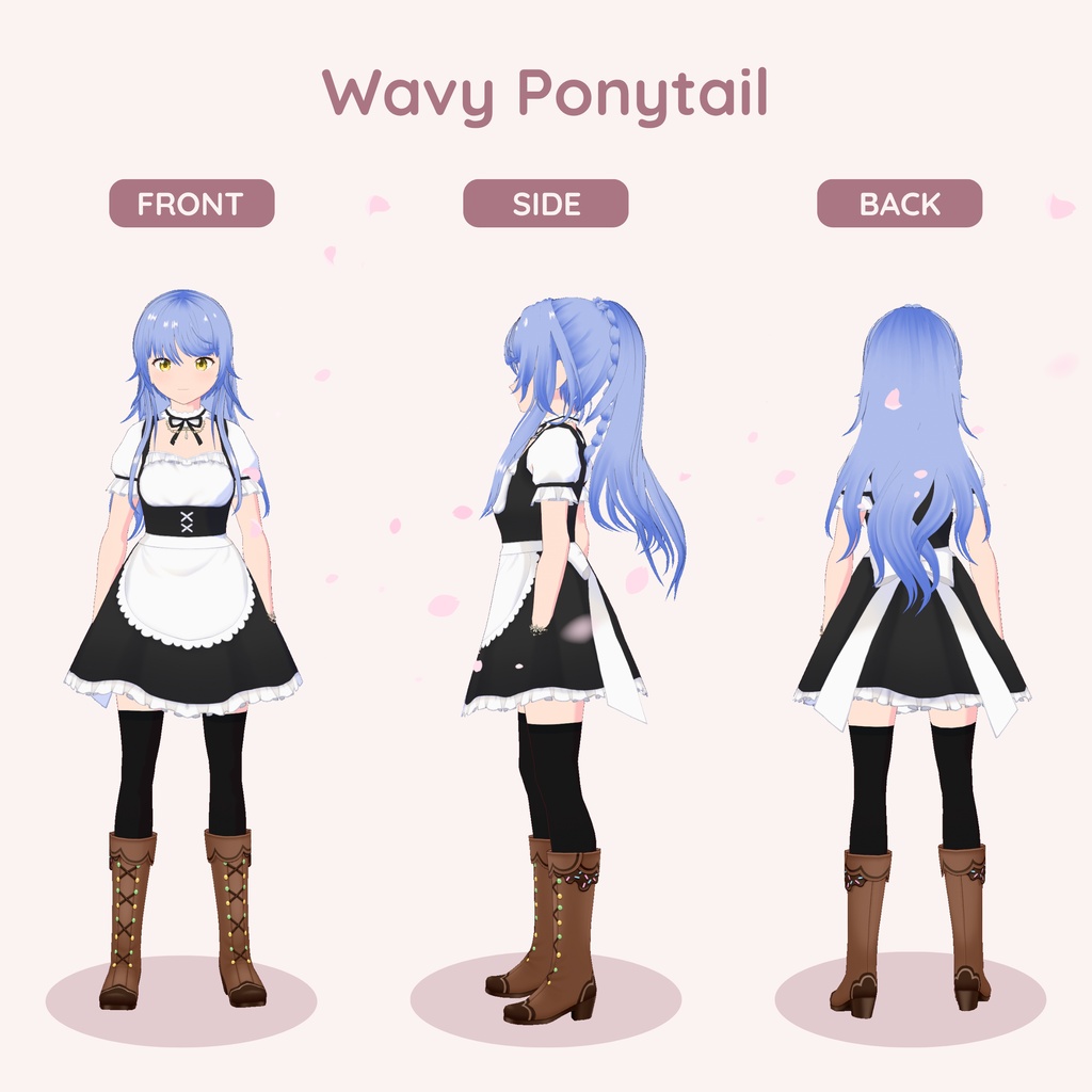 【VRoid】 Wavy Ponytail Women's Hair Preset Vol.10
