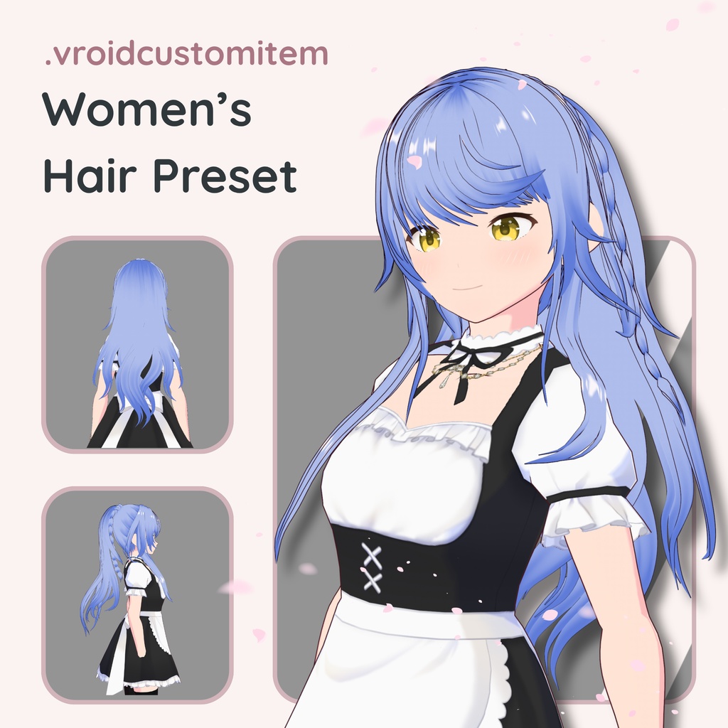 【VRoid】 Wavy Ponytail Women's Hair Preset Vol.10