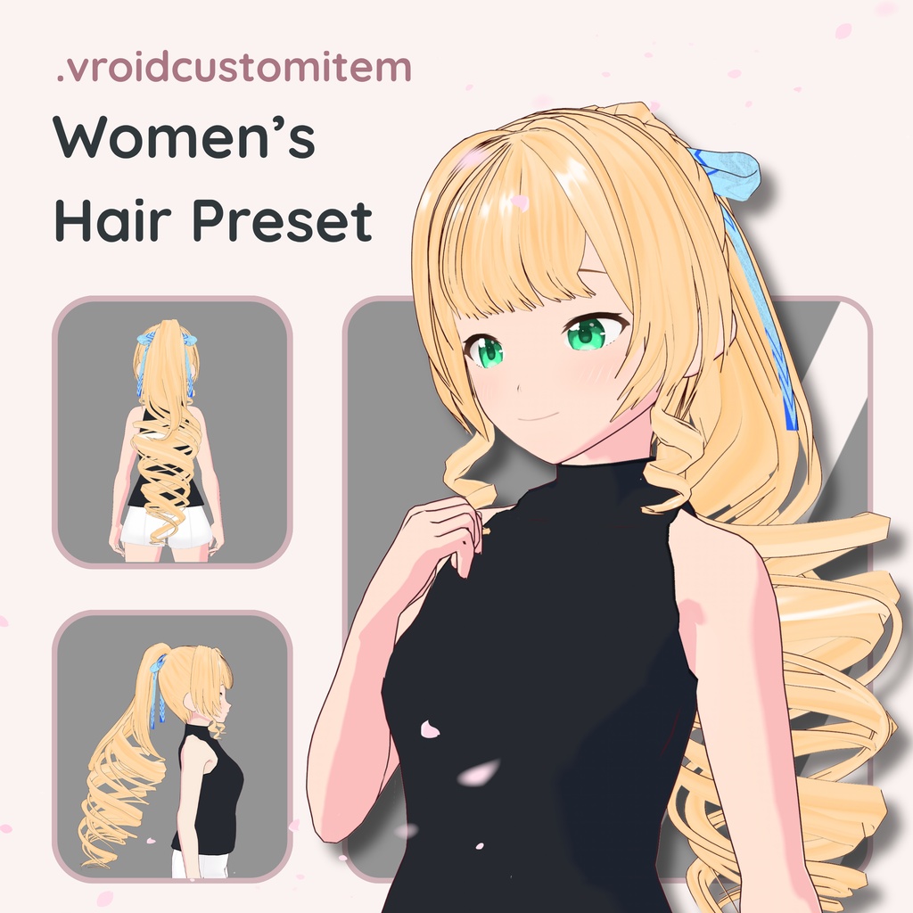 【VRoid】 Curly High Ponytail Women's Hair Preset Vol.11