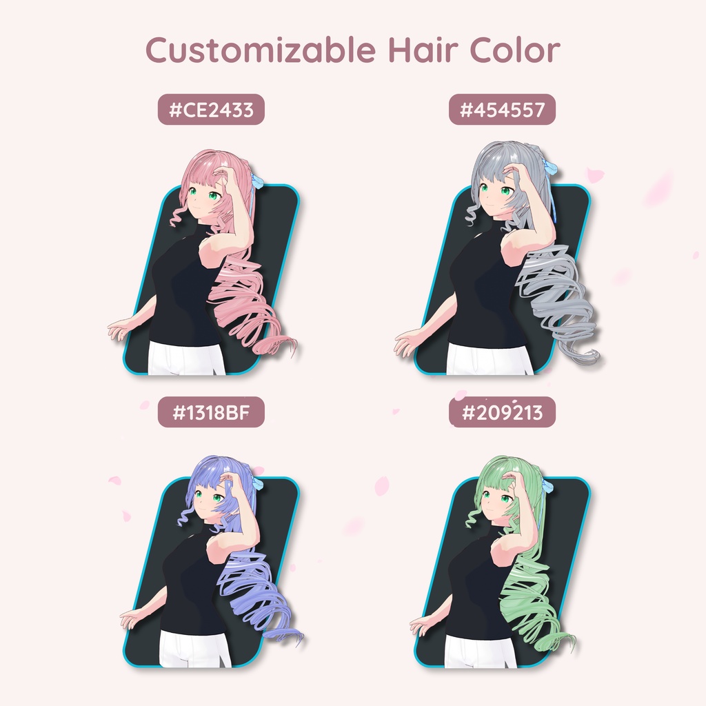 【VRoid】 Curly High Ponytail Women's Hair Preset Vol.11