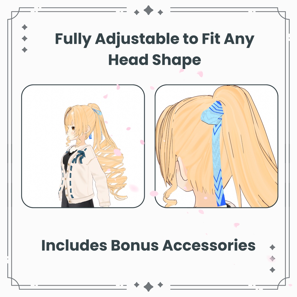 【VRoid】女性用カールハイポニー / Women's Curly High Ponytail
