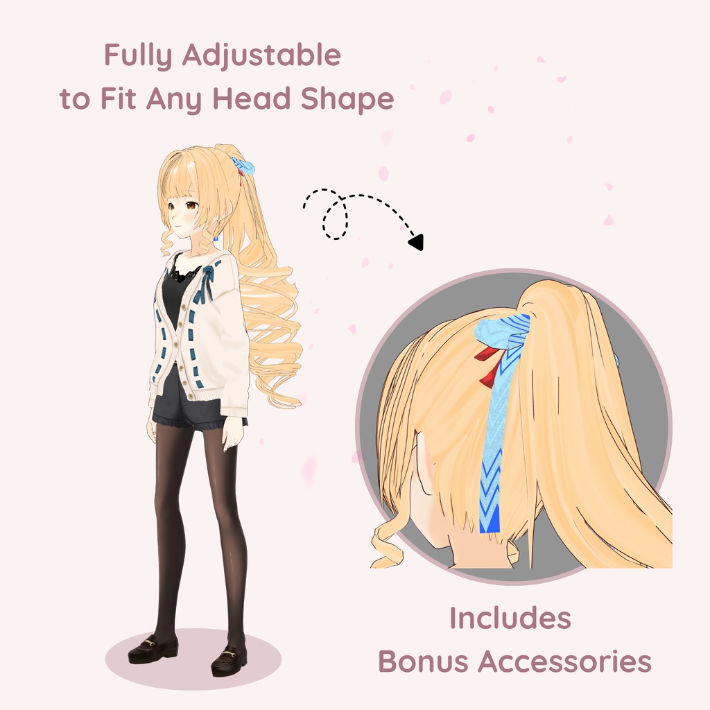 【VRoid】 Curly High Ponytail Women's Hair Preset Vol.11