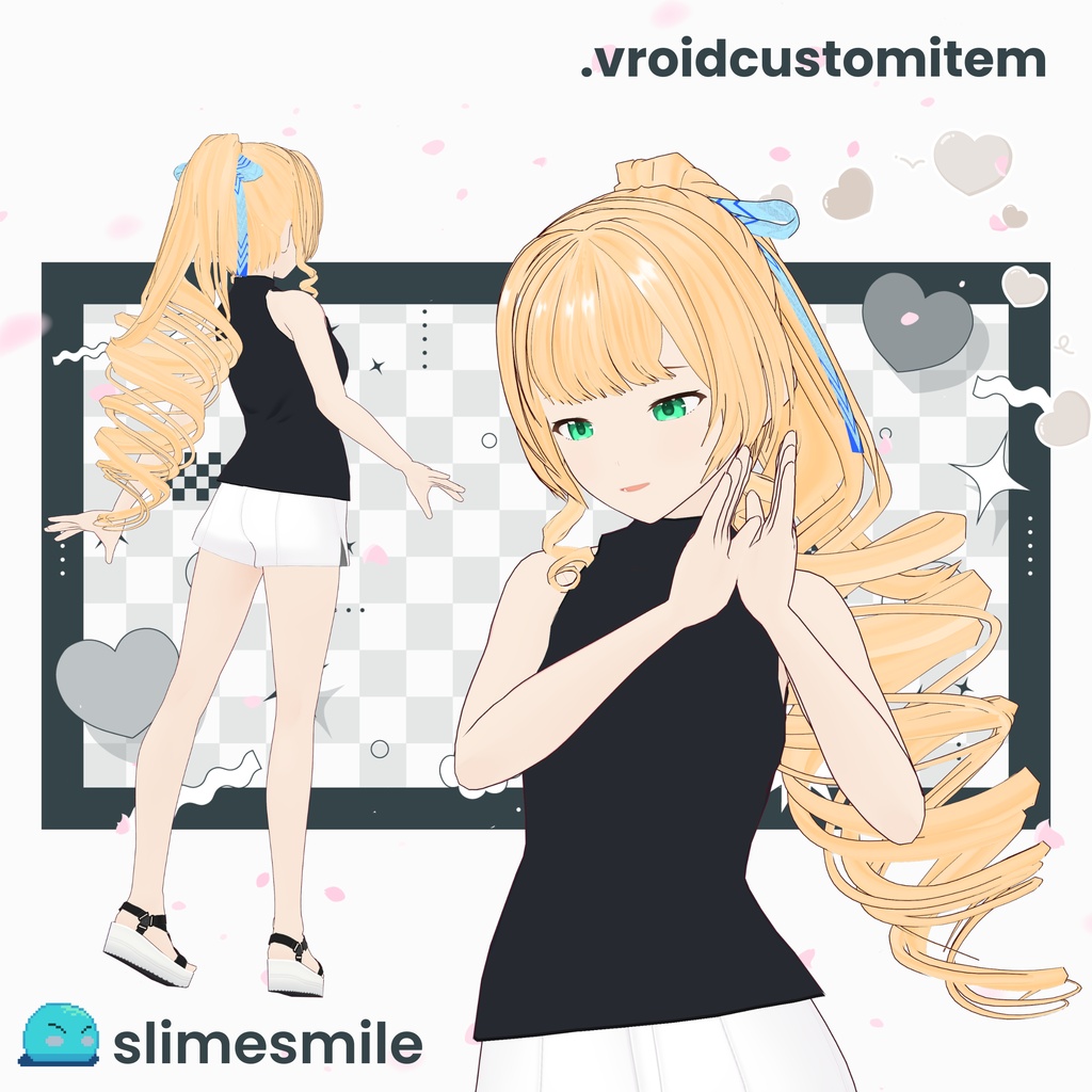 【VRoid】女性用カールハイポニー / Women's Curly High Ponytail