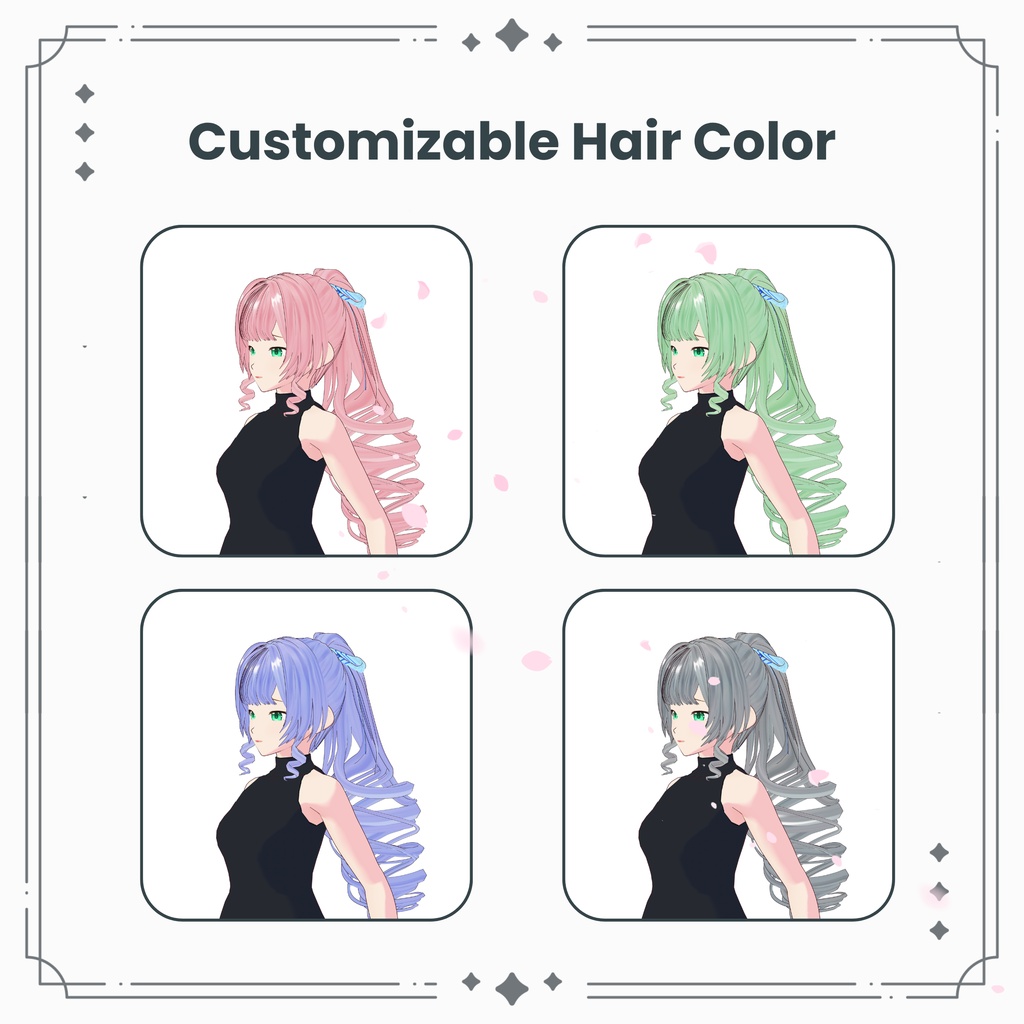 【VRoid】女性用カールハイポニー / Women's Curly High Ponytail