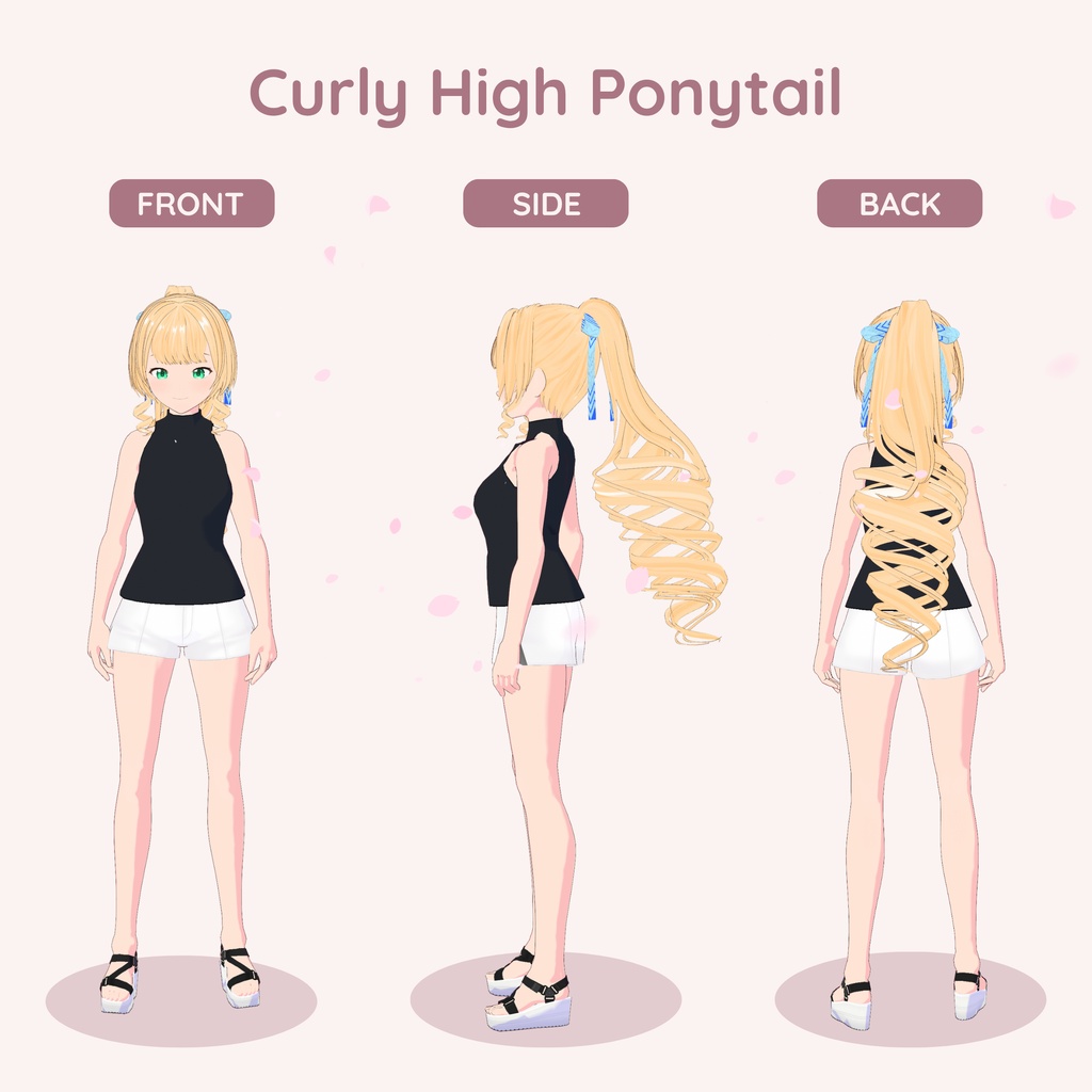 【VRoid】 Curly High Ponytail Women's Hair Preset Vol.11