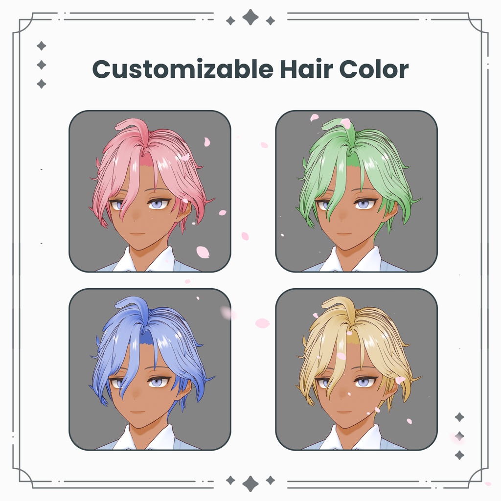 【VRoid】男性用無造作うざバングヘアプリセット / Messy Long Bangs Men's Hair Preset