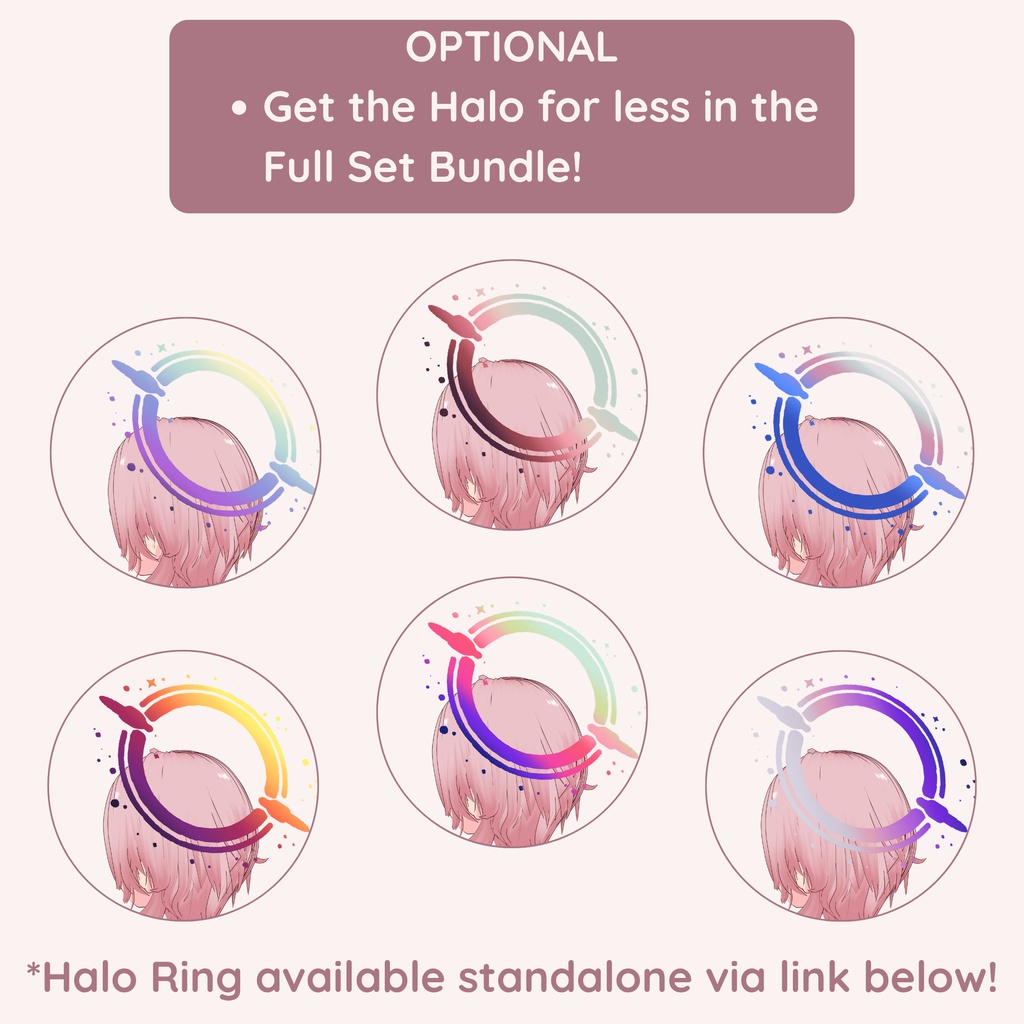 【VRoid】 Side-Tail Short Hair & Optional Halo Women's Hair Preset Vol.12