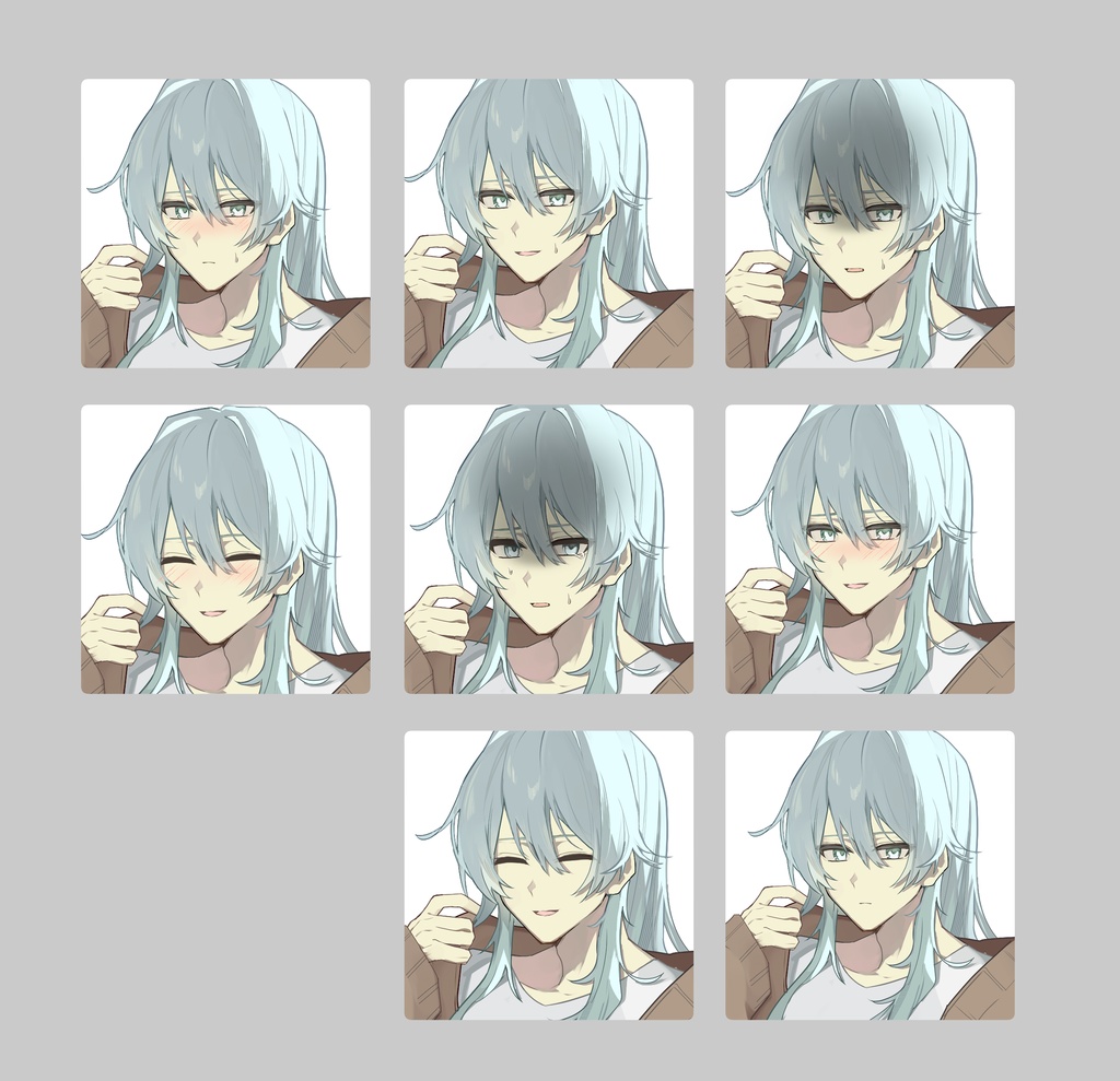 【立ち絵+差分14枚】私服ニットの長髪お兄さん