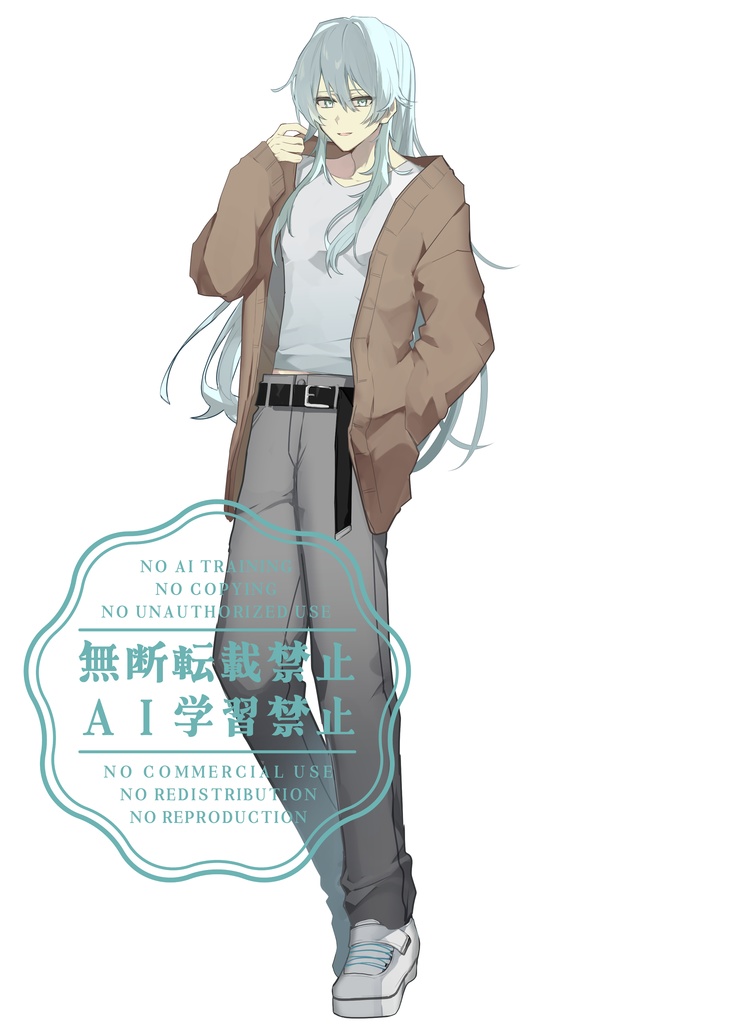 【立ち絵+差分14枚】私服ニットの長髪お兄さん