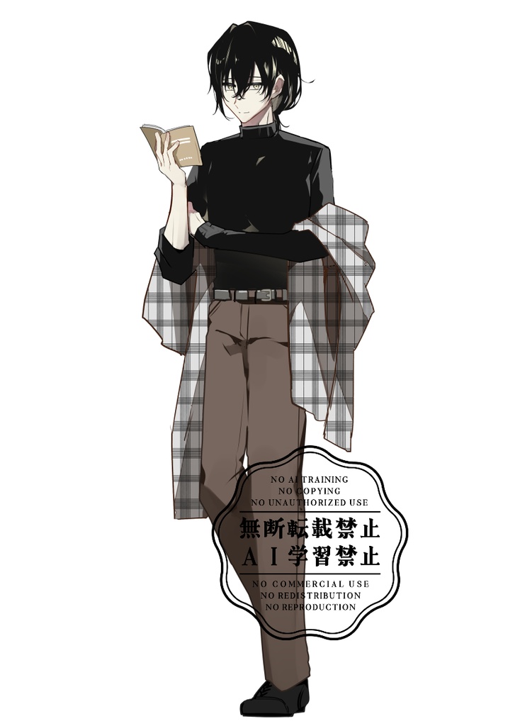 【立ち絵+差分15枚】ミステリアスな文学男子お兄さん