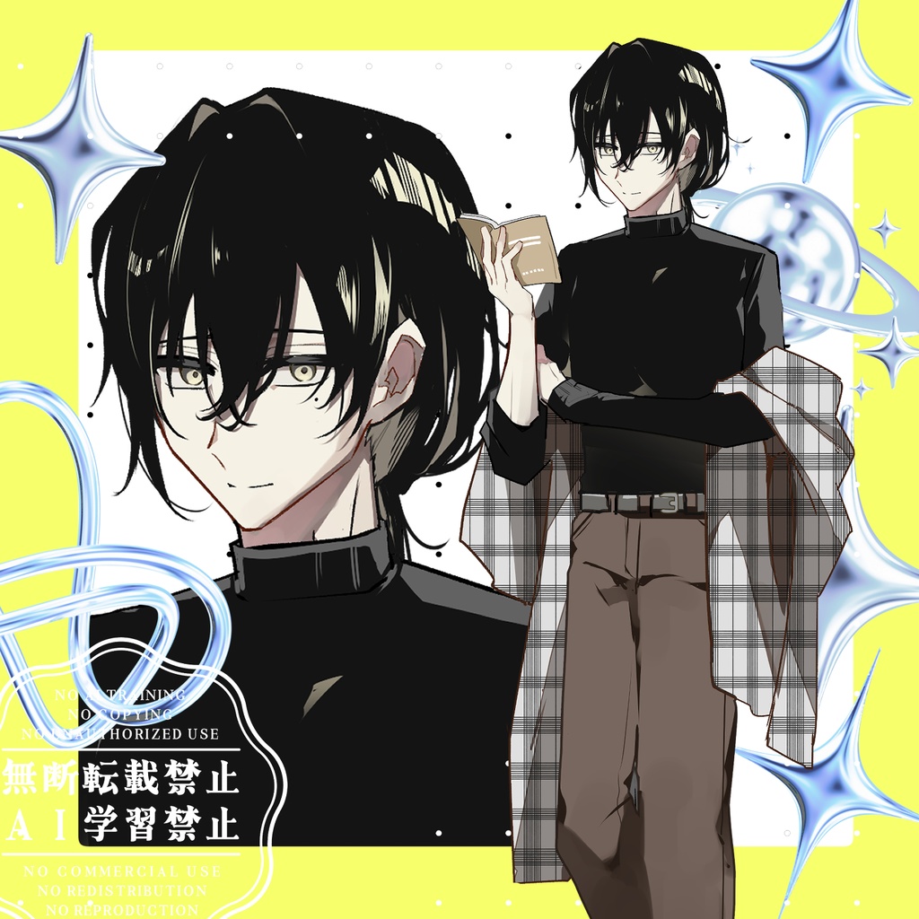 【立ち絵+差分15枚】ミステリアスな文学男子お兄さん