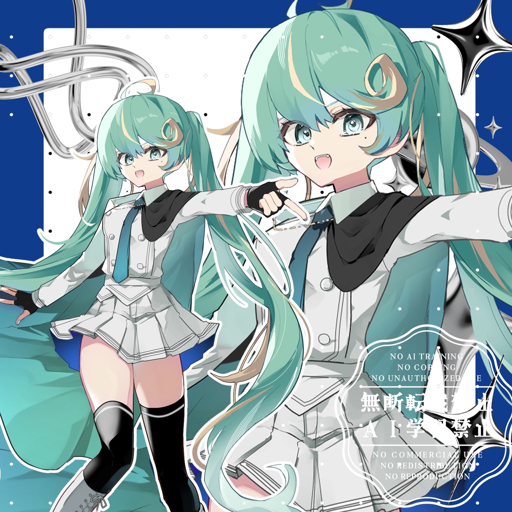 【差分10種】白軍服のツインテ女性