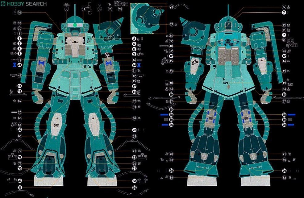 ZAKU（blenderモデリング用図面）