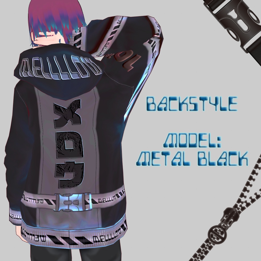 【Vroidβ版向け】リングジップパーカー【衣装テクスチャ】