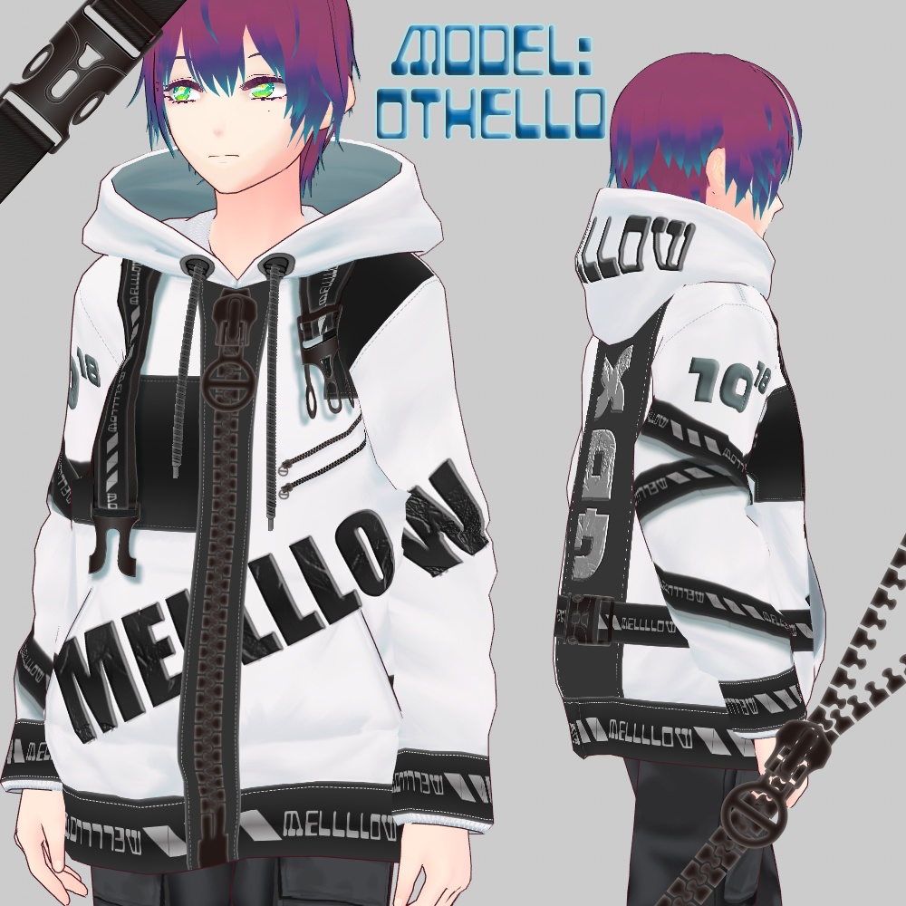 【Vroidβ版向け】リングジップパーカー【衣装テクスチャ】