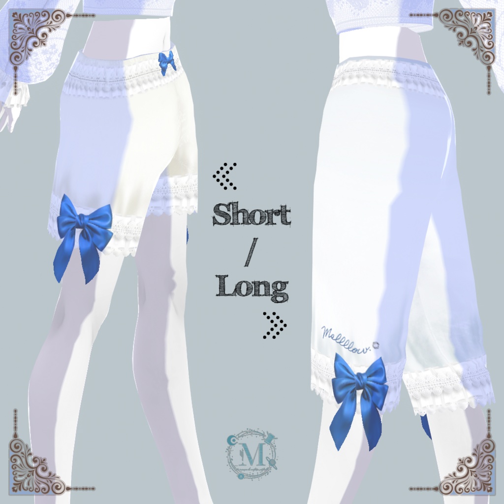 【VRoid正品版向け】ダブルサテンリボンドロワーズ【衣装テクスチャ】