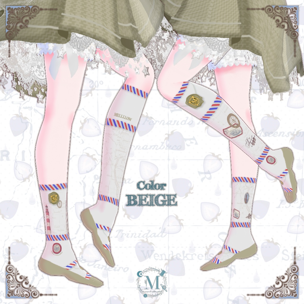 【VRoid正品版向け】ピュアエアメールソックス【衣装テクスチャ】