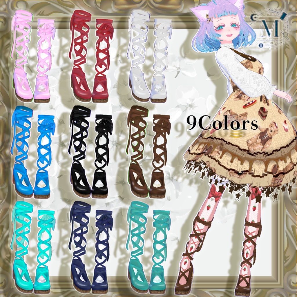 【VRoid正品版】RestraintRibbonShoes編み上げパンプス【アイテムセット】