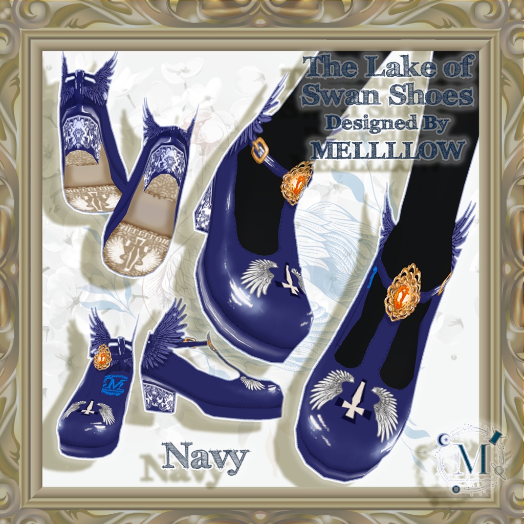 【Vroid正品版向け】TheLakeofSwanShoes_羽根つきTストラップパンプス【アイテムセット】