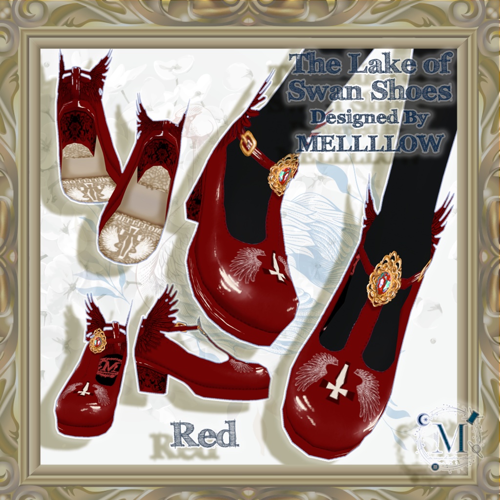 【Vroid正品版向け】TheLakeofSwanShoes_羽根つきTストラップパンプス【アイテムセット】