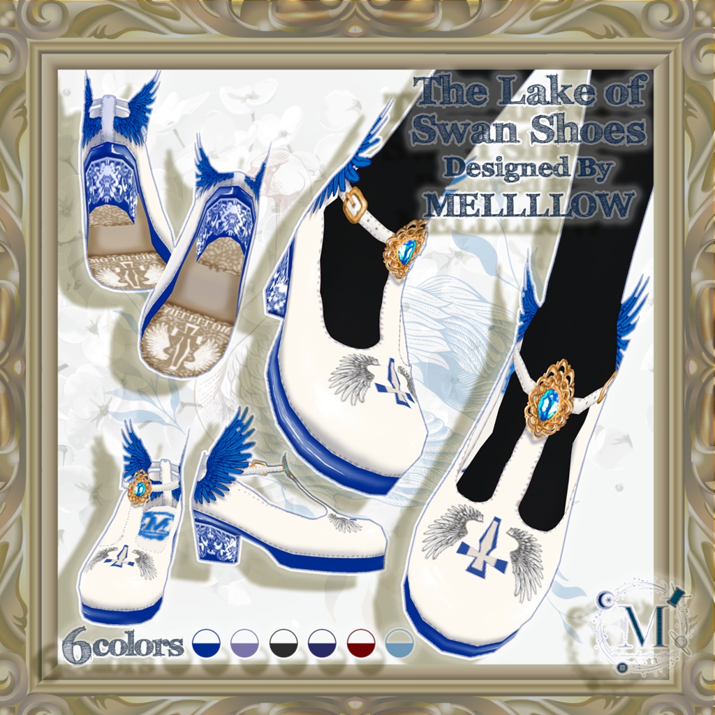 【Vroid正品版向け】TheLakeofSwanShoes_羽根つきTストラップパンプス【アイテムセット】