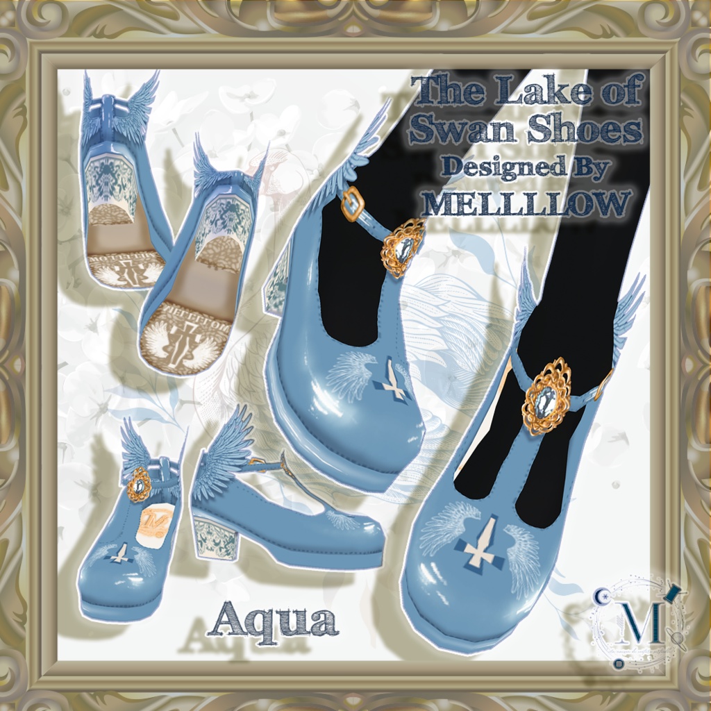 【Vroid正品版向け】TheLakeofSwanShoes_羽根つきTストラップパンプス【アイテムセット】