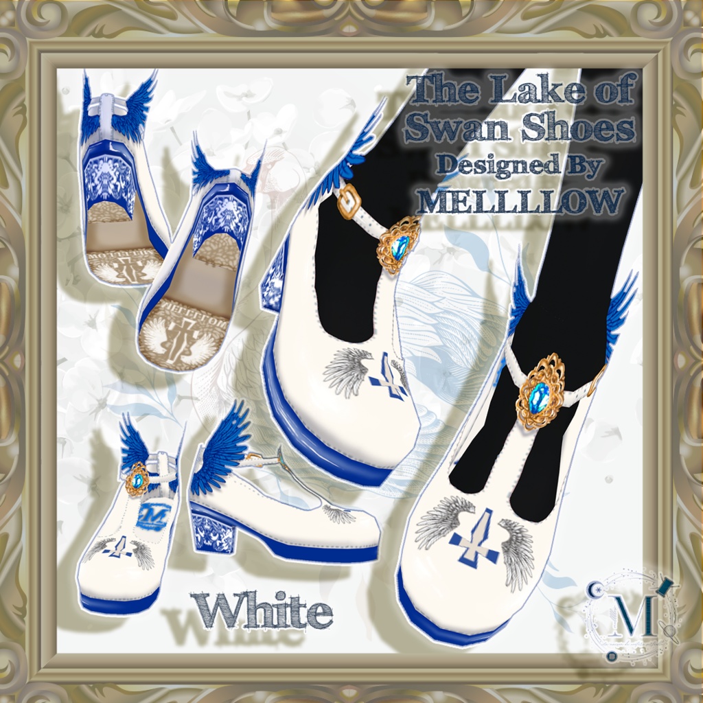 【Vroid正品版向け】TheLakeofSwanShoes_羽根つきTストラップパンプス【アイテムセット】
