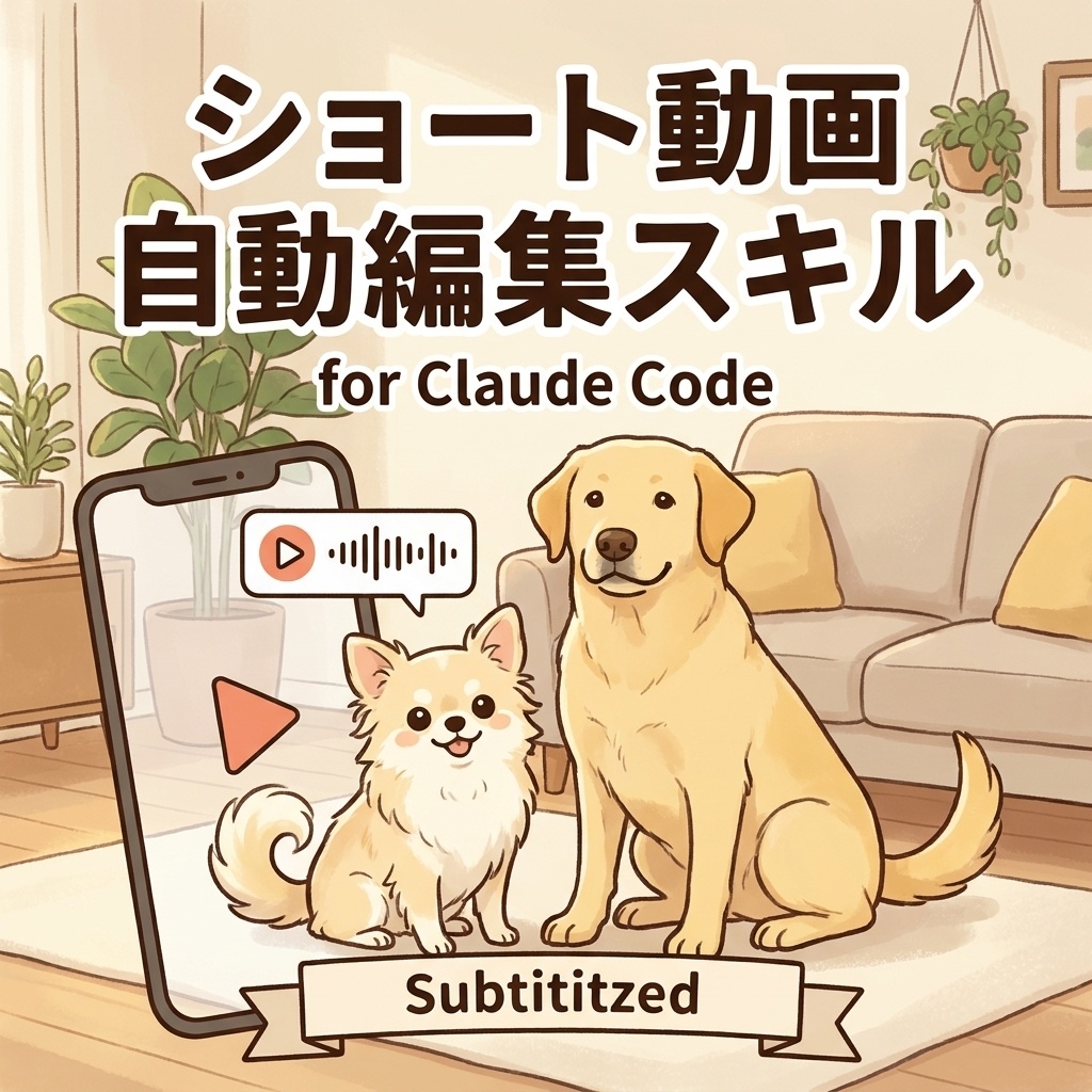 ペット系ショート動画 自動編集スキル for Claude Code ── VTuber/アバターのナレーション実況ショートを、無音カット・合成・字幕・BGMまで一発で完パケにする