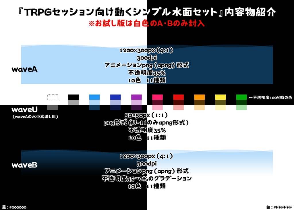 【素材集】TRPGセッション向け動くシンプル水面セット