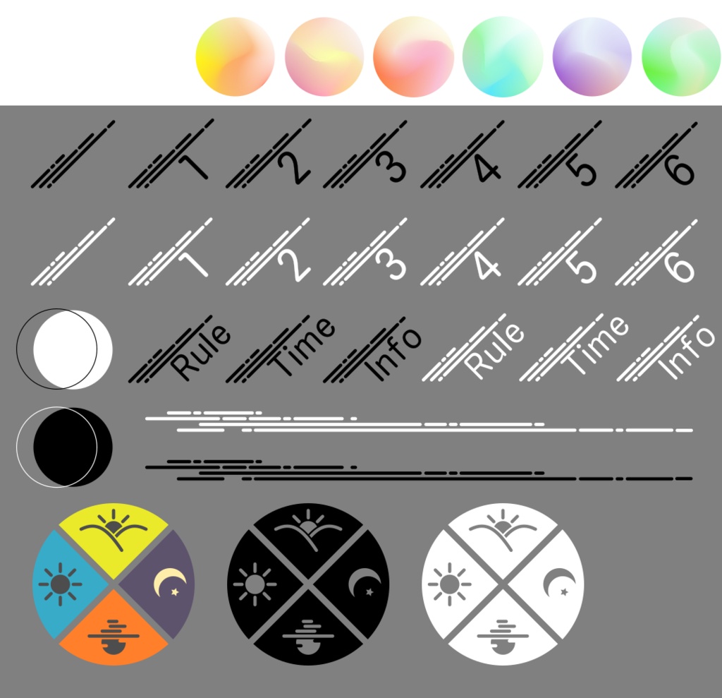 【無料TRPG素材】斜め線装飾とシャボン玉(くるくる時計つき)