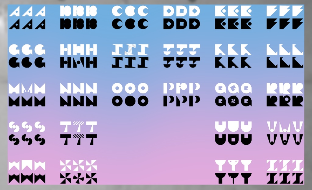 【APNG】アルファベットグラフィック(図形)【26文字×3種x2色】