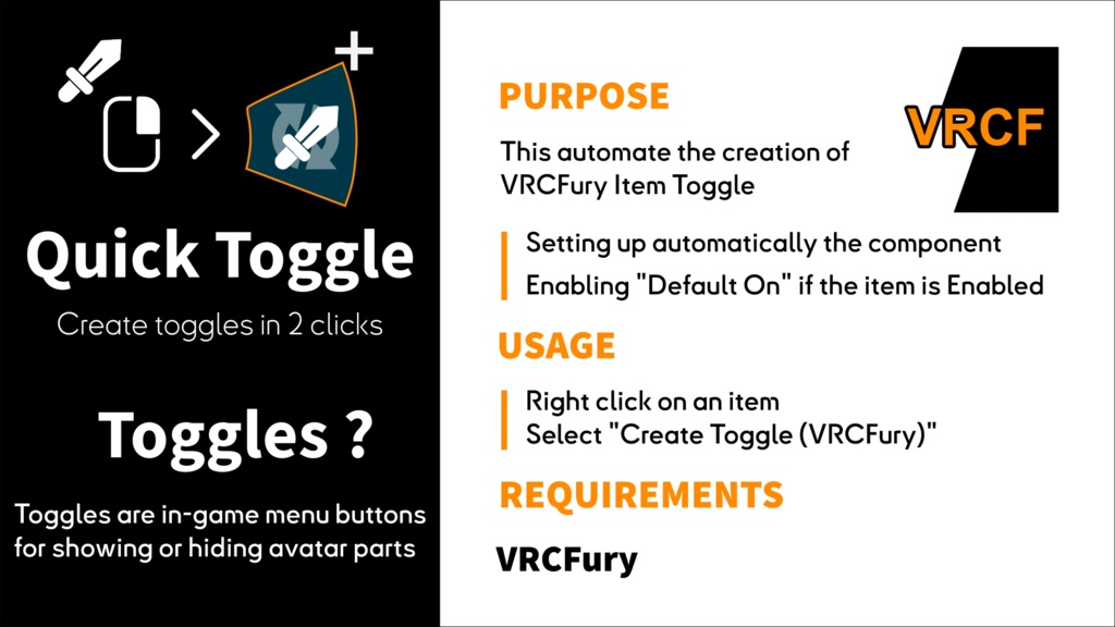 無料 「VRCHAT」Quick Toggle : VRC Fury