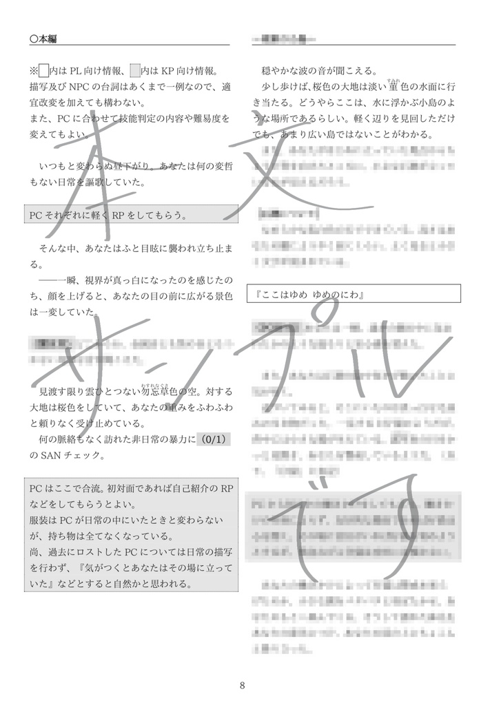 CoC6版シナリオ『愛の夢』