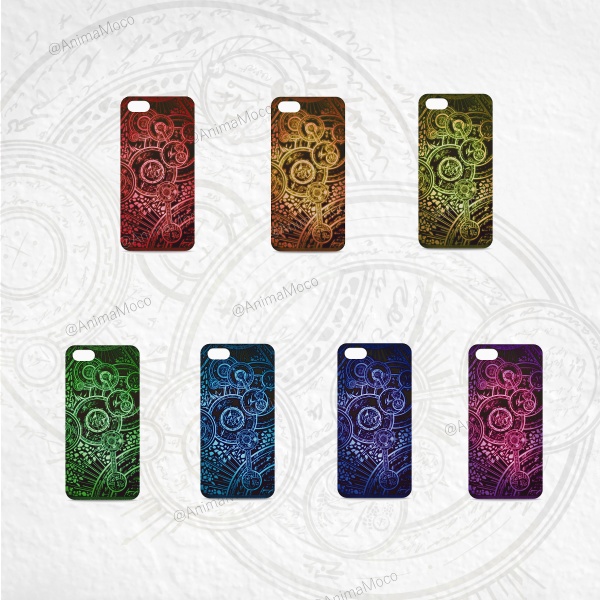 【多機種対応】iPhoneスマホハードケース(側面あり) 虹の魔法陣<藍>