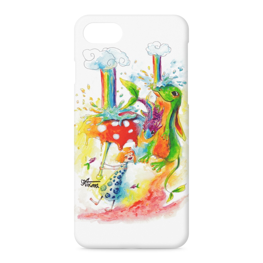 【多機種対応】iPhoneスマホハードケース(側面あり) 『見て!虹の雨♪♪』