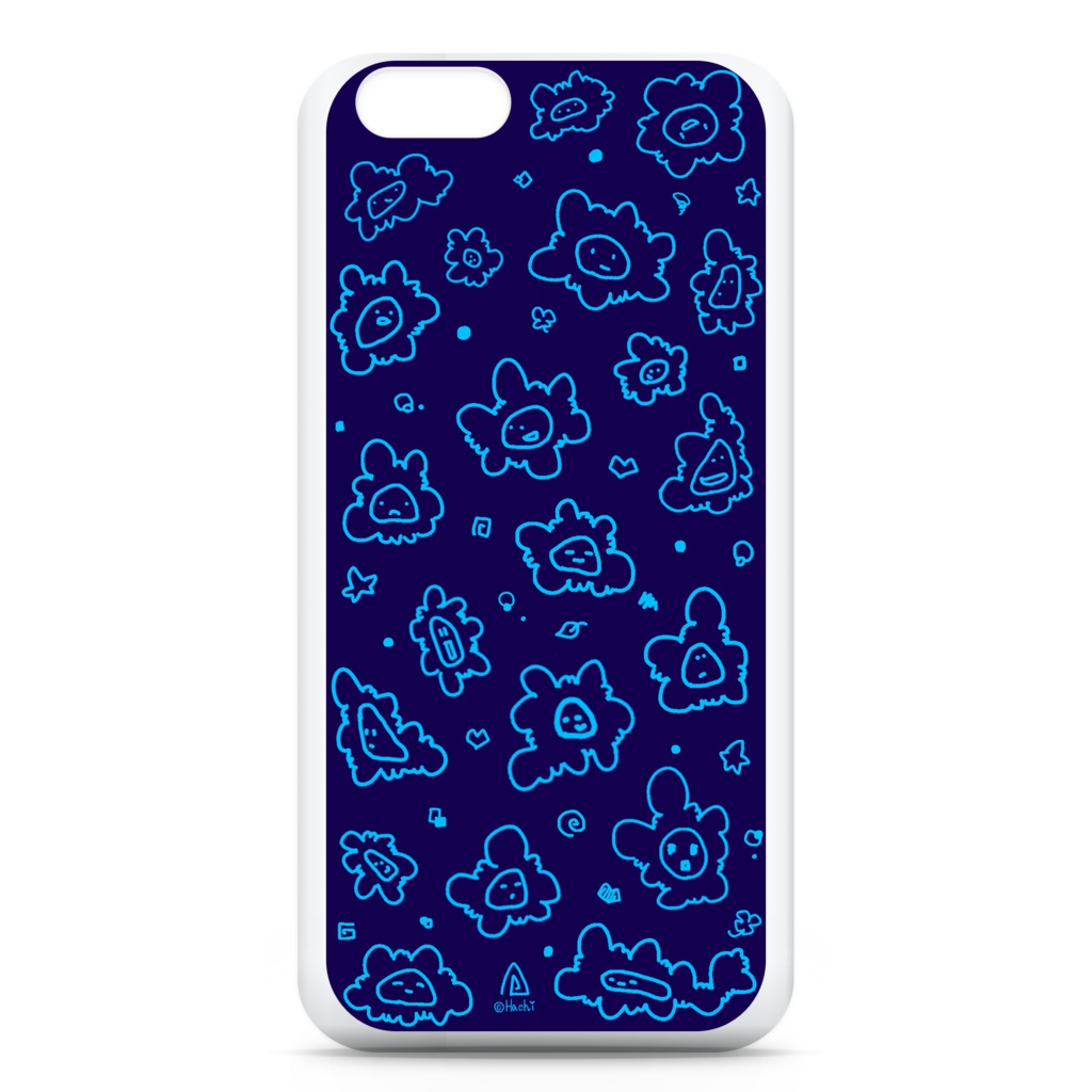 もじゃもじゃ君iphoneケース-青-