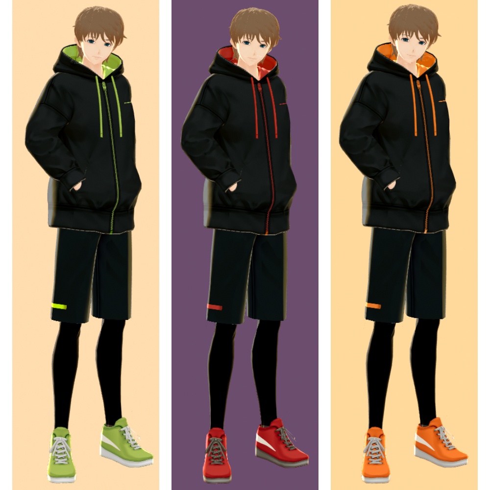 VRoidテクスチャ パーカーorハーフパンツorスカート カラバリ10色