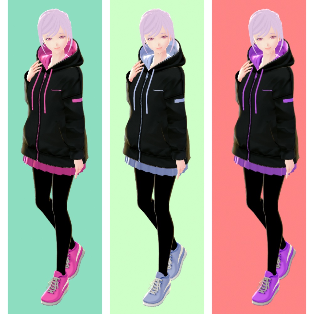 VRoidテクスチャ パーカーorハーフパンツorスカート カラバリ10色