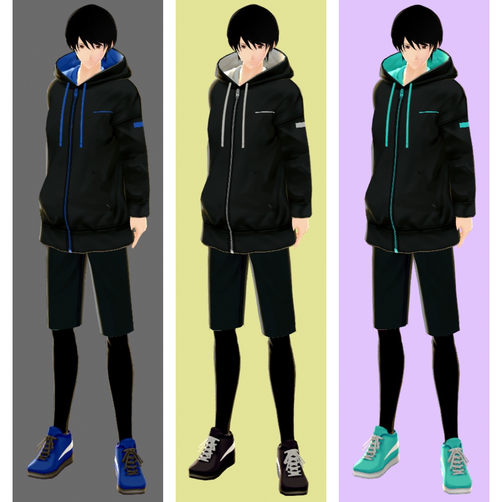 VRoidテクスチャ パーカーorハーフパンツorスカート カラバリ10色