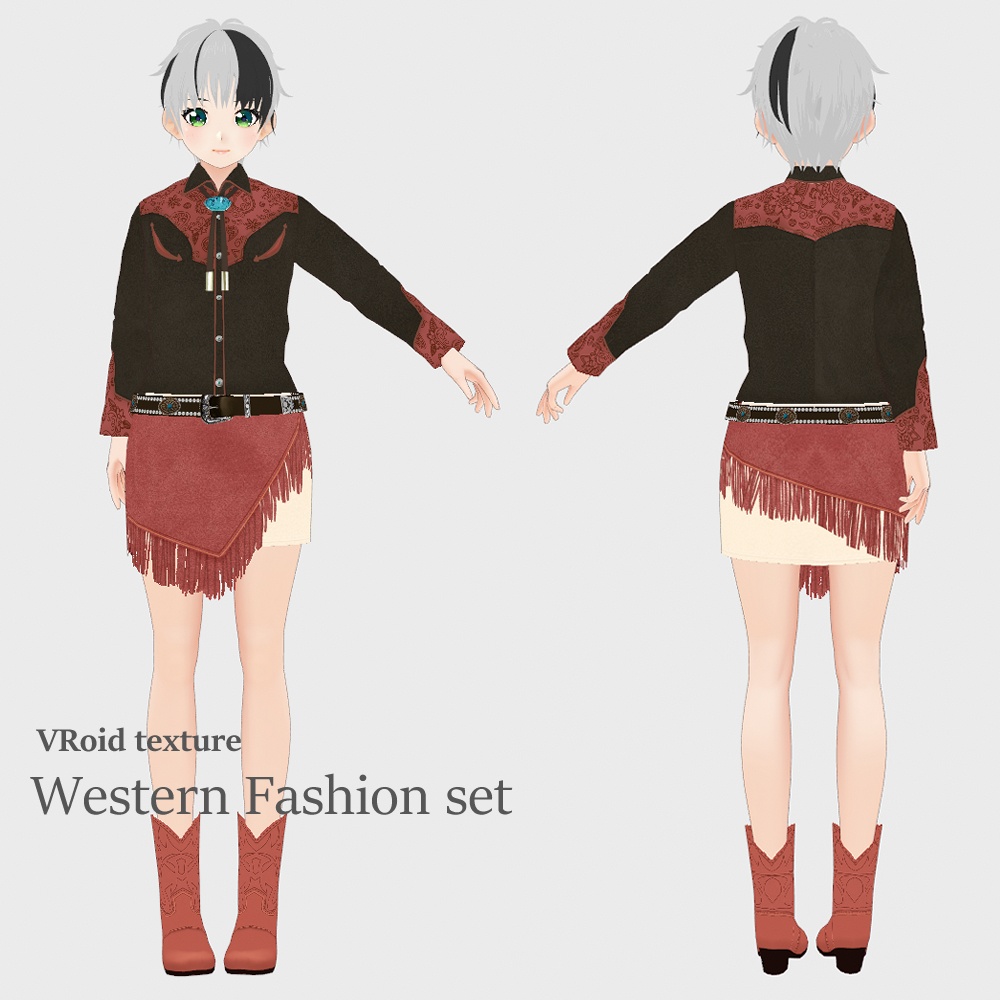 VRoid ウエスタンシャツ13色+ループタイ セット