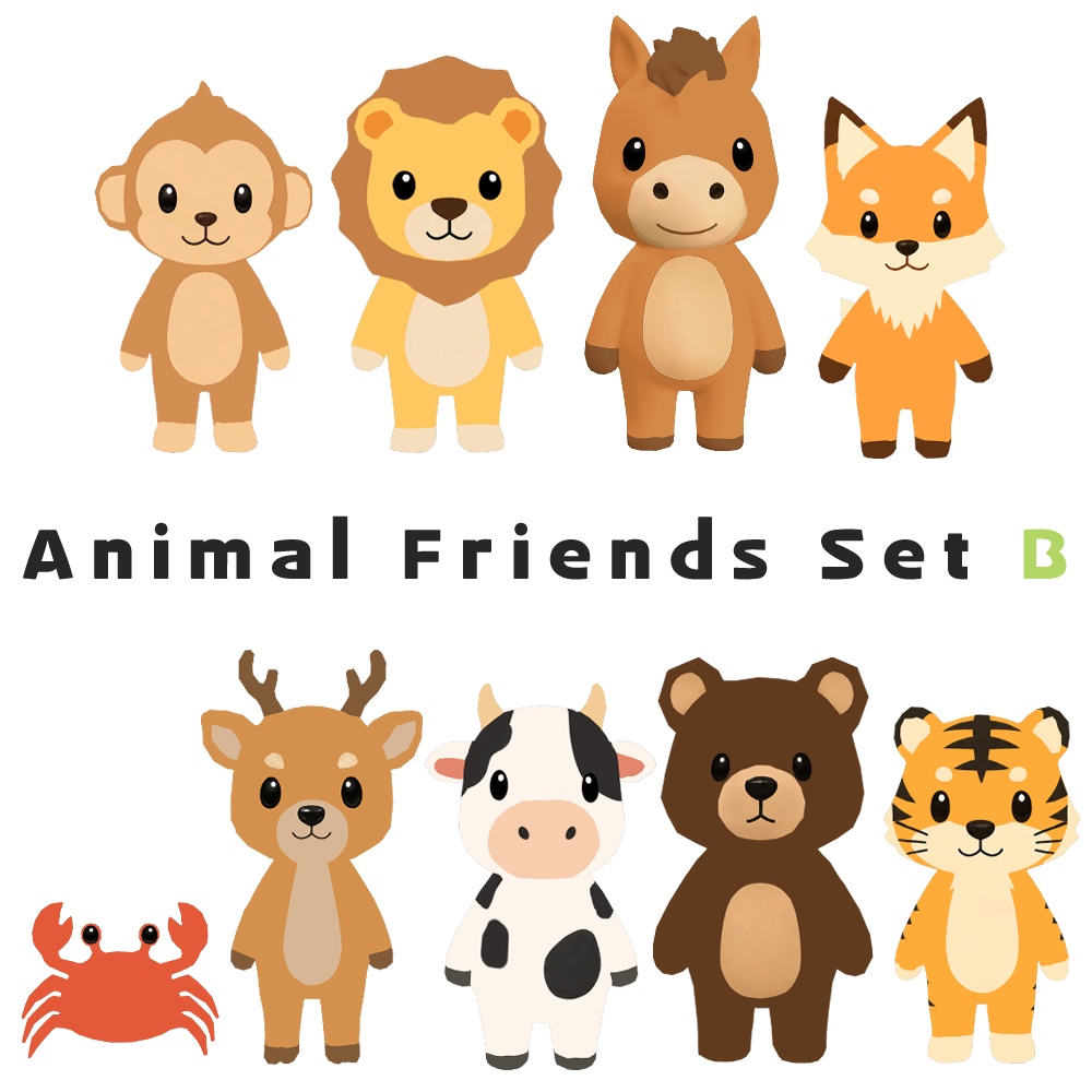 【VRChat】18種の動物アバターセット【PC/Quest対応・Excellent・ローポリ・軽量】