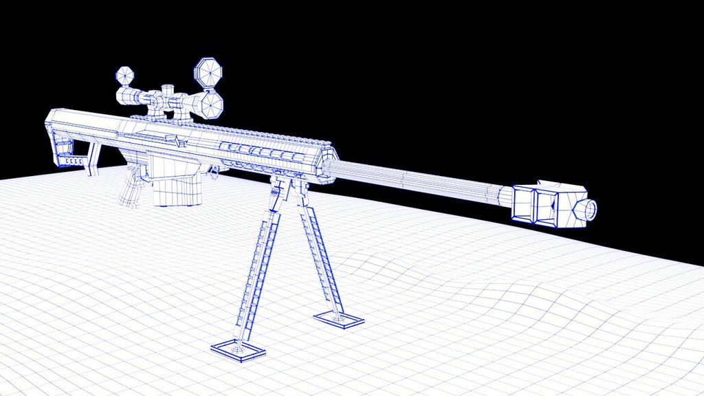 3Dモデル_対物ライフル バレットm82【ハイポリゴン】