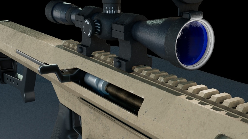 3Dモデル_対物ライフル バレットm82【ハイポリゴン】