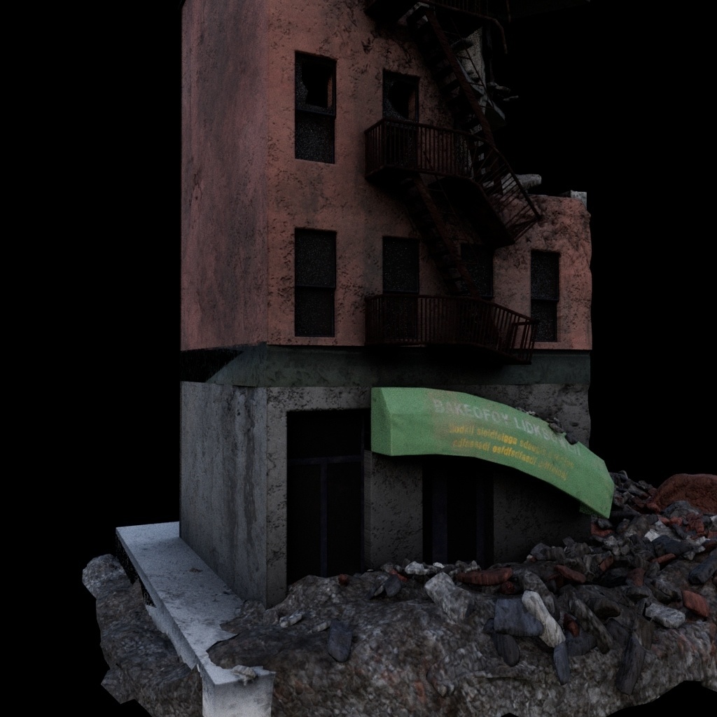 3Dモデル_broken_building