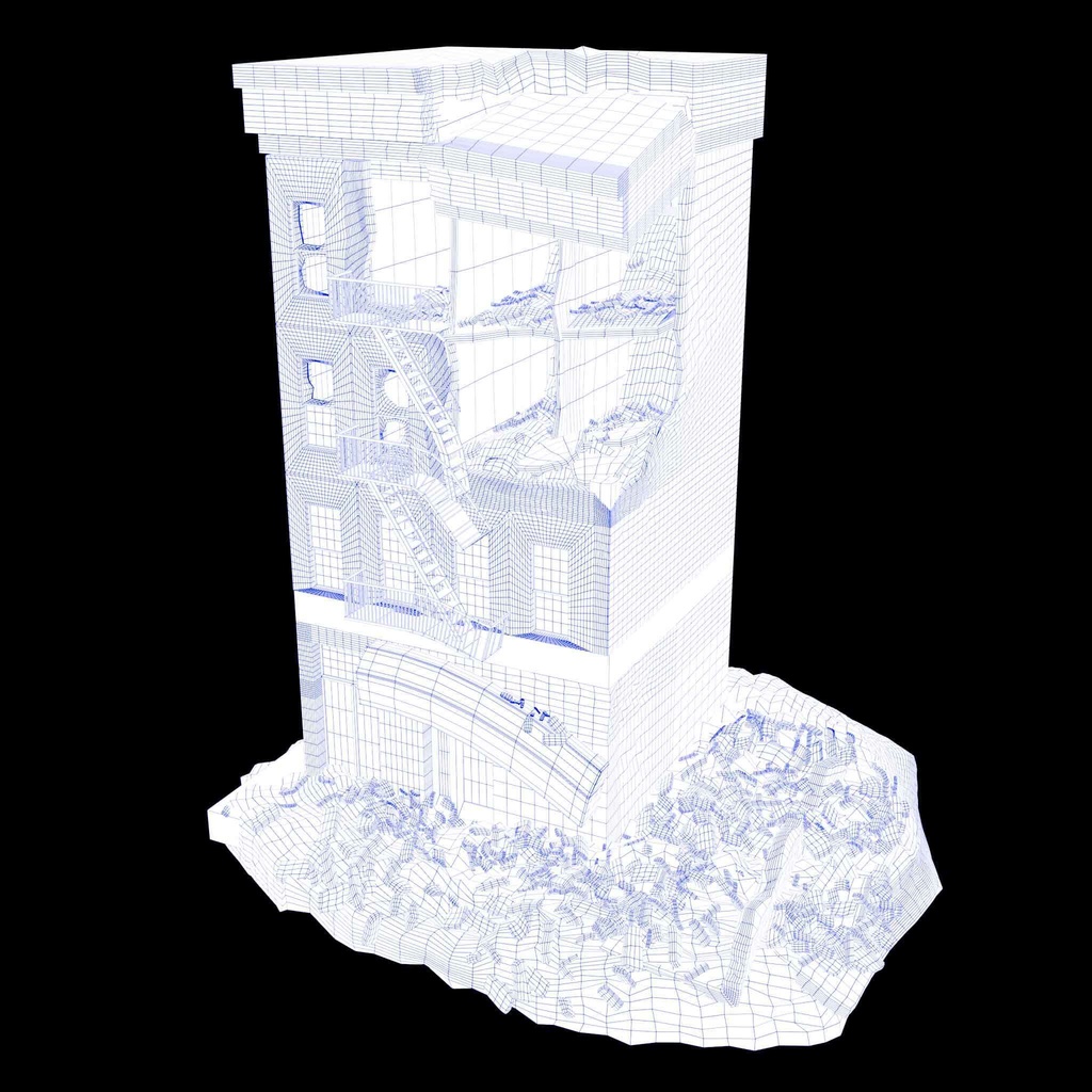 3Dモデル_broken_building