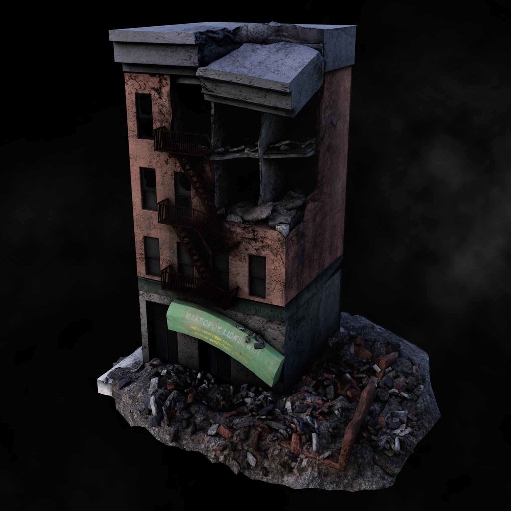 3Dモデル_broken_building